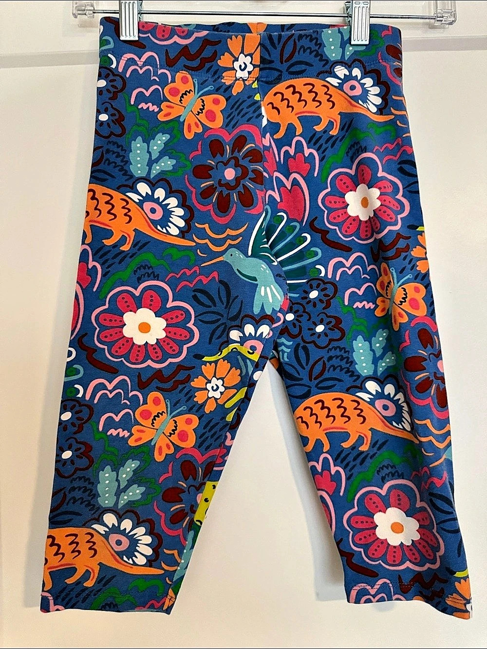 Boden Fun Capri Leggings Blue Animal & Floral Multicolor Print.  Girls 9-10Y